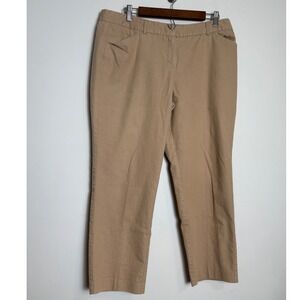 Womens Classic Khaki Tan Cropped Pants Size 14 Cotton Blend Quiet Luxury